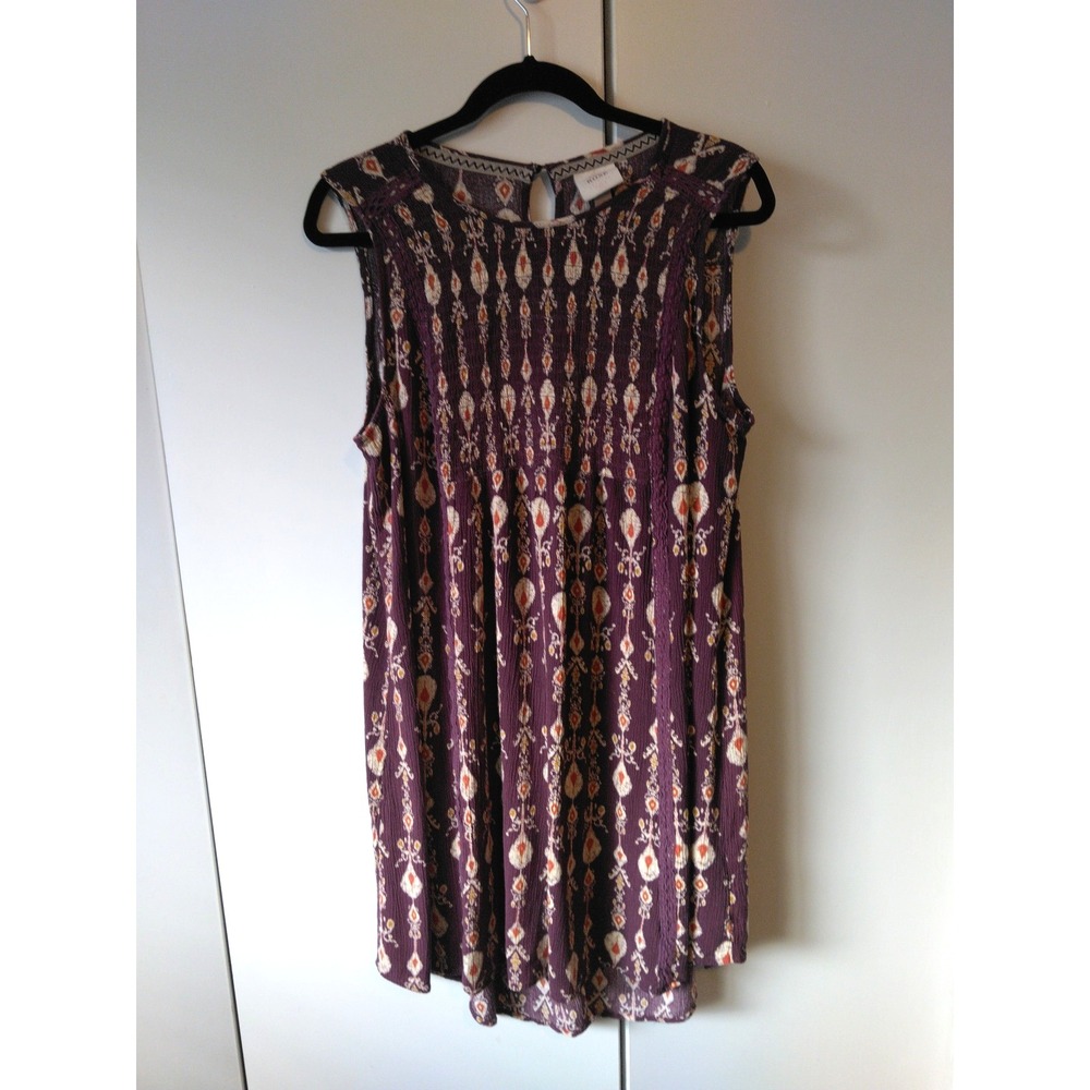 Knox Rose Womens Floral Mini Dress Size XL Crochet Detail Boho Relaxed Flowy